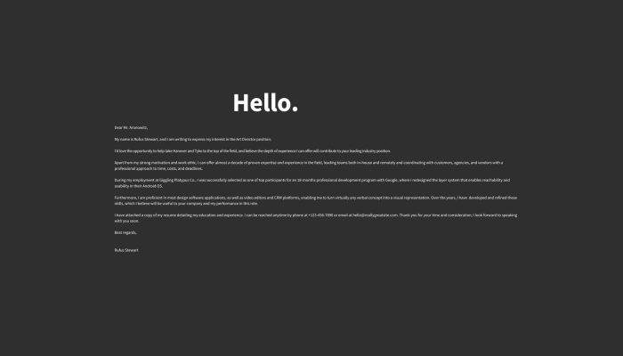 Black Charcoal Modern Minimalist Cover Letter (1280 x 768 px)