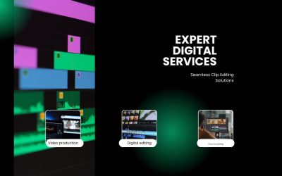 Black and Green Modern Video Editing Service Promotion Instagram Post (1280 x 768 px)