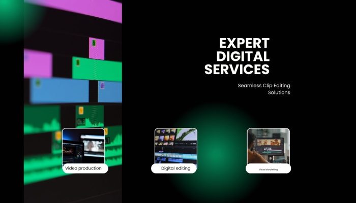 Black and Green Modern Video Editing Service Promotion Instagram Post (1280 x 768 px)