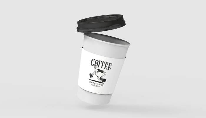 Black and Grey Retro Character Coffee Cup Instagram Post