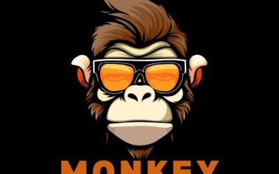 Black and Orange E-Sports Illustrative Monkey Gaming Logo