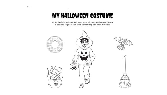 Black and White Wicked Cute Design Your Halloween Costume Worksheet (1280 x 768 px)