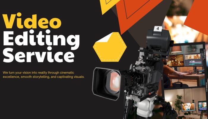 Black and Yellow Modern Video Editing Services Facebook Post