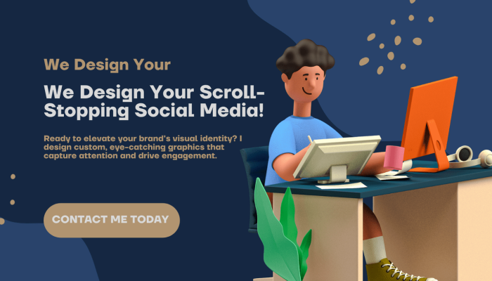 Blue Brown 3D Illustrated Social Media Marketing Blog Banner