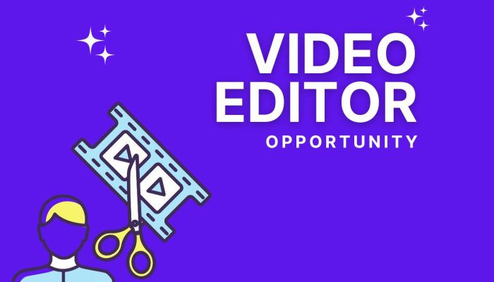 Blue Hiring Recruitment Video Editing Facebook Post (1280 x 768 px)