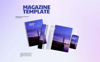 Blue Soft Magazine Mockup Pinterest Pin (1280 x 768 px)