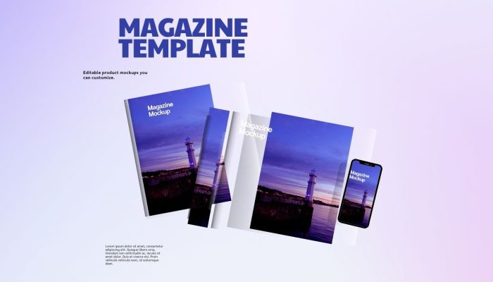 Blue Soft Magazine Mockup Pinterest Pin (1280 x 768 px)