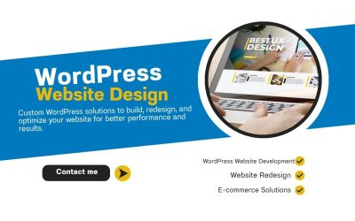 Blue Yellow Modern Website Creation Service Poster (1280 x 768 px)