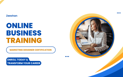 Blue and Orange Modern Digital Marketing Training Banner