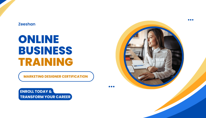 Blue and Orange Modern Digital Marketing Training Banner