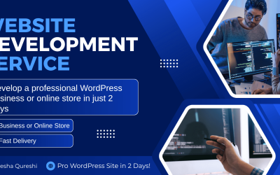 Blue and Website Modern Development Service Banner