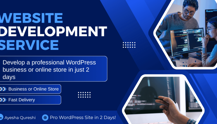 Blue and Website Modern Development Service Banner