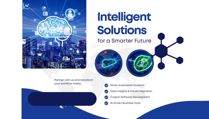 Blue and White Modern Intelligent Solutions Instagram Post (1280 x 768 px)