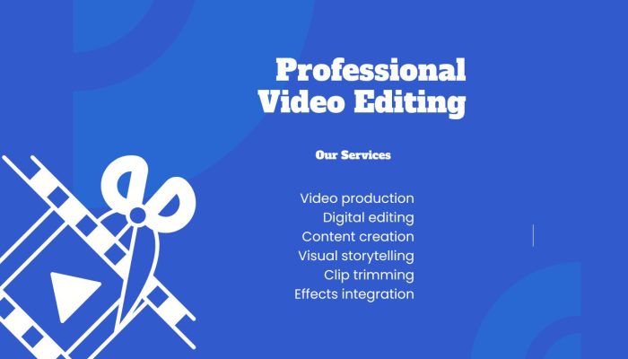 Blue and White Modern Video Editing Service Promotion Instagram Post (1280 x 768 px)