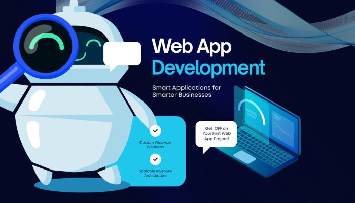 Blue and White Modern Web App Development LinkedIn Post (1280 x 768 px)