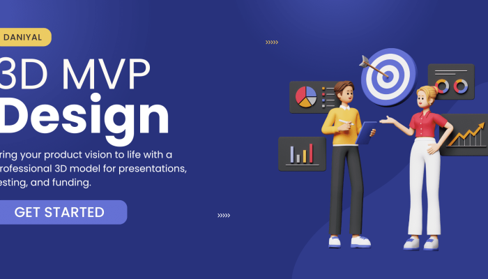 Blue and Yellow Gradient Modern 3D Illustrative Marketing Agency Banner