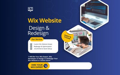 Blue and Yellow Modern Custom Website Design LinkedIn Post (1280 x 768 px)