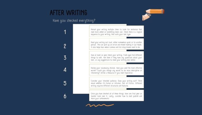 Blue gold writing checklist poster (1280 x 768 px)