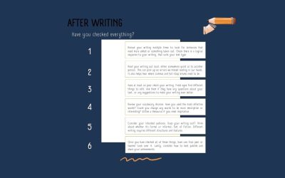 Blue gold writing checklist poster (1280 x 768 px)