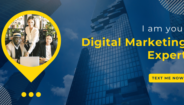 Blue minimalist digital marketing agency banner