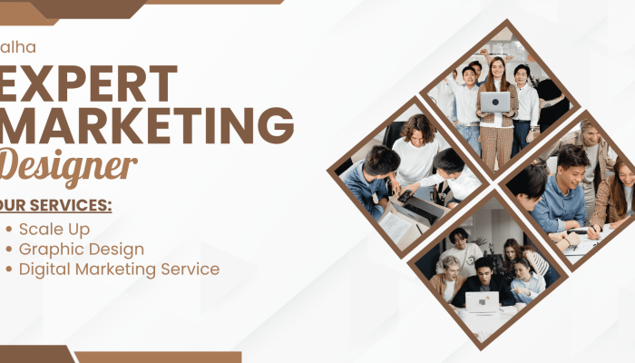 Brown and White Modern Digital Marketing Agency Banner Landscape