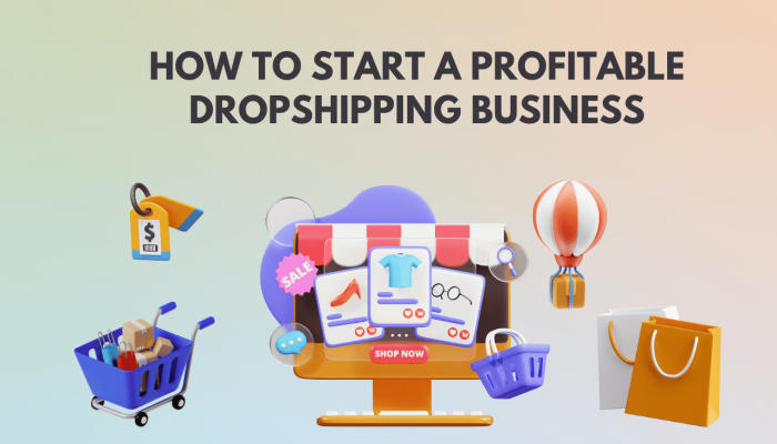 Colorful E-Commerce Dropshipping Store and Icons Facebook Post