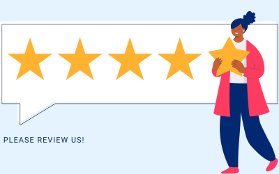 Colorful Flat Please Review Us Banner