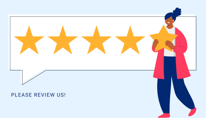 Colorful Flat Please Review Us Banner