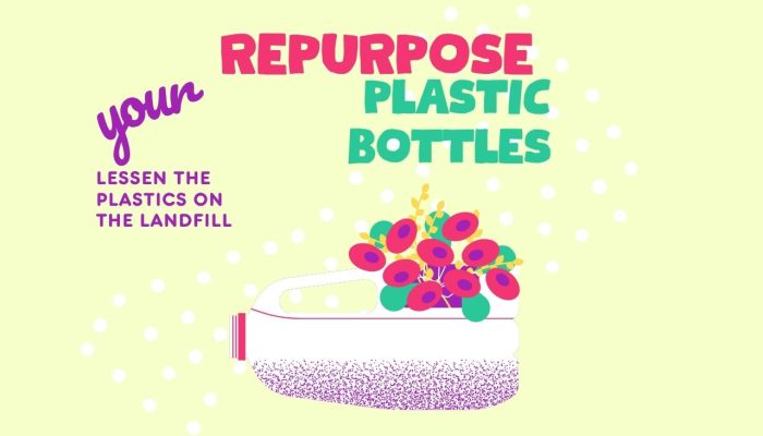 Colorful Illustrated Repurpose Your Plastic Bottles Message Instagram Post (1280 x 768 px)