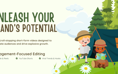 Cream and Green Illustration Summer Camp Banner Landscape