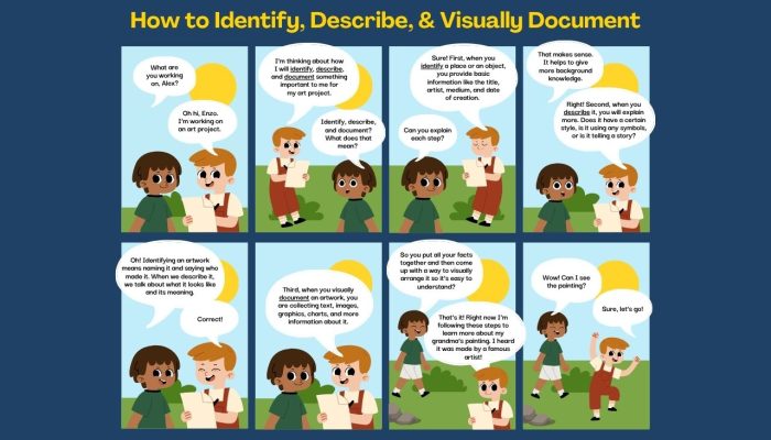 Creating Comic Strip in Blue Green Flat Graphic Style (1280 x 768 px)