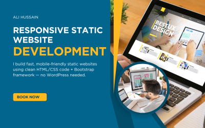 Dark Blue and Yellow Modern Custom Website Design Poster