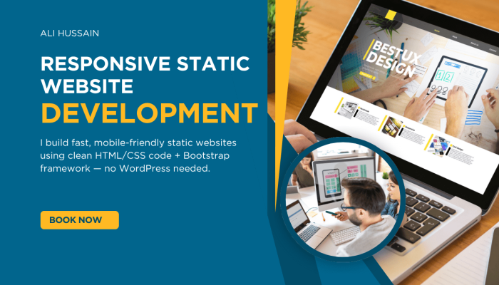 Dark Blue and Yellow Modern Custom Website Design Poster