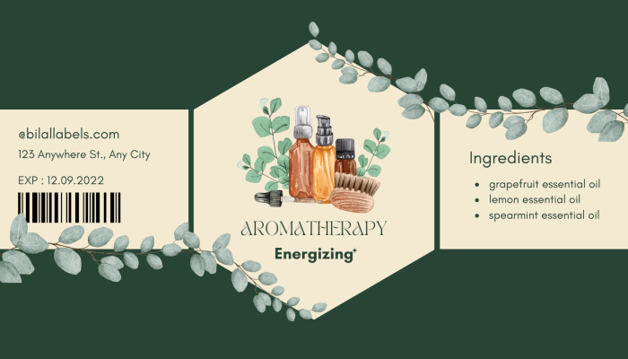 Green Illustration Aromatherapy Product Label