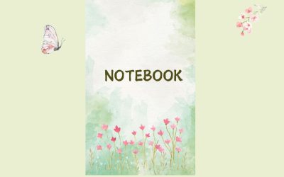Green Pastel Watercolor Floral Notebook Book Cover (1280 x 768 px)