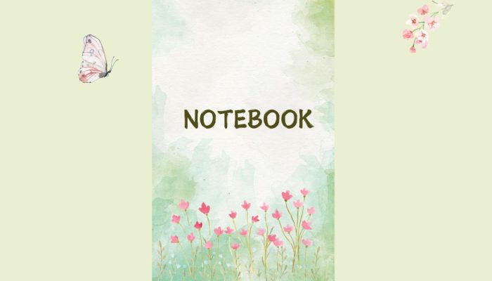 Green Pastel Watercolor Floral Notebook Book Cover (1280 x 768 px)