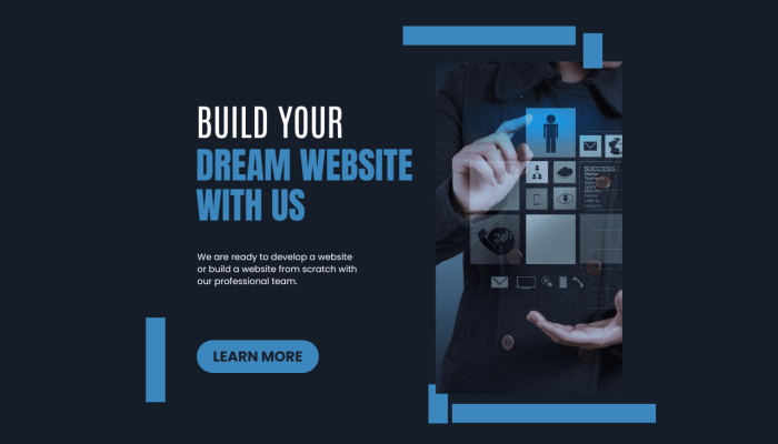 Navy And Blue Modern Build Your Dream Website With Us Instagram Post (1280 x 768 px)