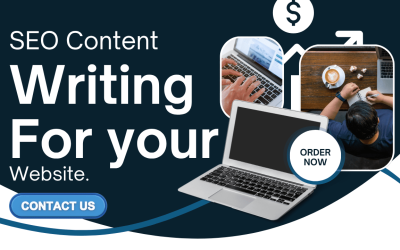 Navy and White Modern SEO Content Writing YouTube Thumbnail