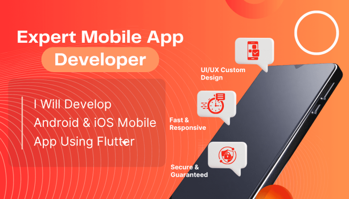 Orange and White Modern Mobile App Development Service Instagram Post (1280 x 780 px)