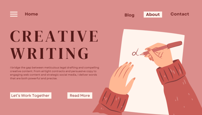 Pink Simple Illustrated Creative Writing Blog Banner