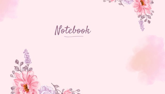 Pink and Purple Watercolor Floral Notebook Wattpad Book Cover (1280 x 768 px)