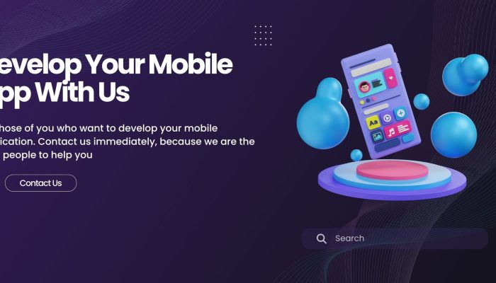 Purple Minimalist Develop Your Mobile App With Us Medium Banner