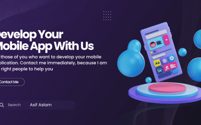 Purple Minimalist Develop Your Mobile App With Us Medium Banner