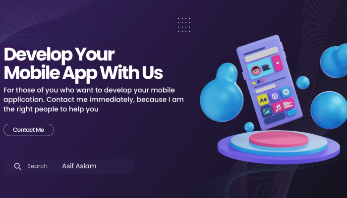 Purple Minimalist Develop Your Mobile App With Us Medium Banner