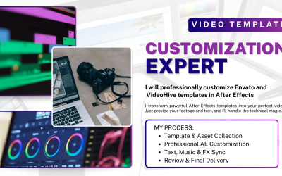 Purple Modern Video Editing Services Facebook Ad