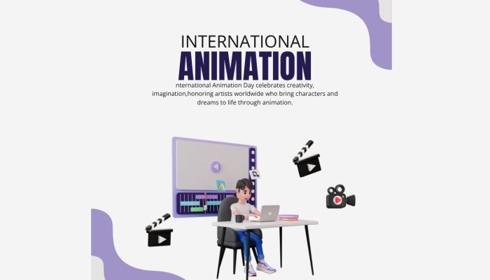 Purple White and Black 3D Animation Day Instagram Post (1280 x 768 px)