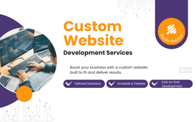 Purple Yellow Modern Custom Software Development Services Twitter Post