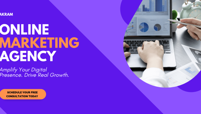 Purple and Blue Modern Minimalist Online Marketing Agency Banner