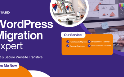 Purple and Orange Modern Graphic Designer Services Banner