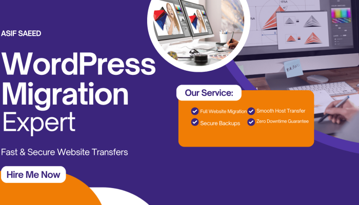Purple and Orange Modern Graphic Designer Services Banner